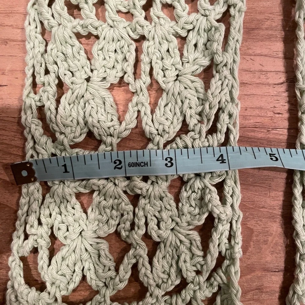 NWOT Handmade Crochet Light Sage Green Scarf Cottagecore Grannycore Casual
